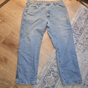 Rustler Men's Straight Leg Blue Denim Jeans Regular Fit 5-Pocket Cotton 40x30